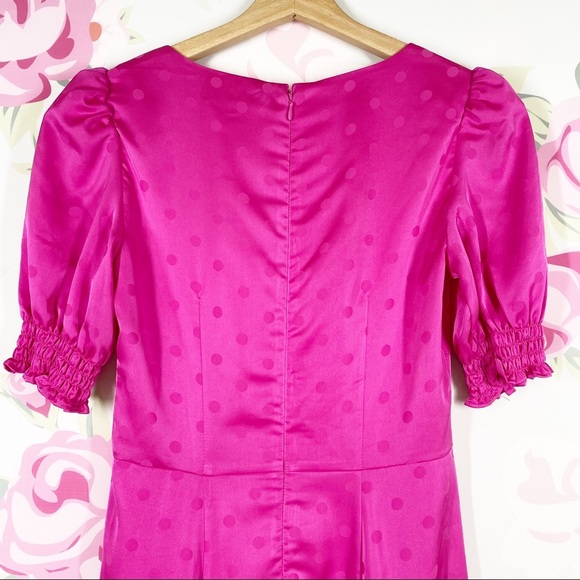 NEW WAYF Magenta Pink Polka Dot Midi Dress XS - Picture 8 of 12